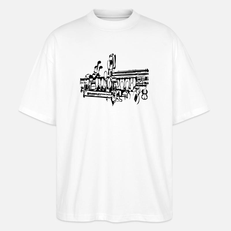 Saxofon - Stanley/Stella Oversized Unisex Bio T-Shirt Blaster 2.0 - Weiß