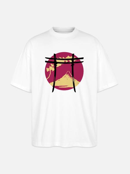 Japanese Arch Torii - Stanley/Stella Oversized Unisex Organic T-shirt Blaster 2.0 - white