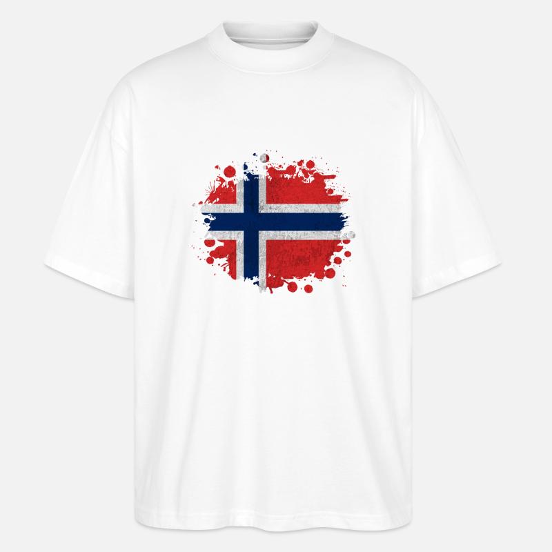 Klecks Norvège - Cadeau drapeau - T-shirt bio Blaster 2.0 coupe oversize Stanley/Stella Unisexe - blanc