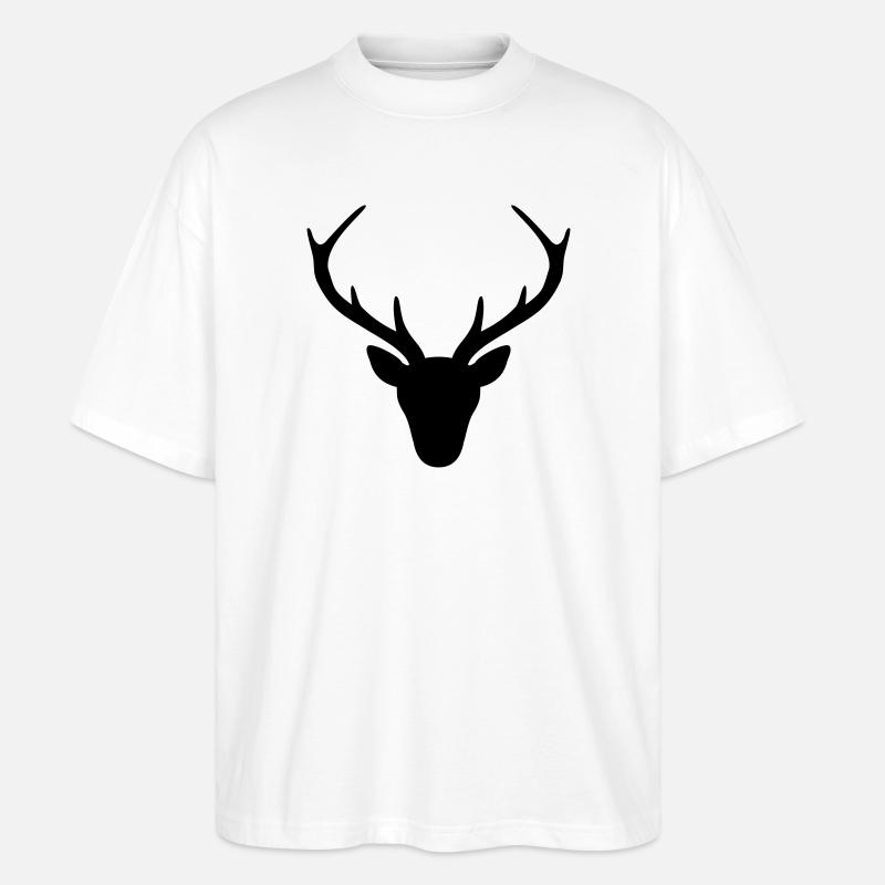 Hirsch Geweih Silhouette Jagd Jäger Geschenk - Stanley/Stella Oversized Unisex Bio T-Shirt Blaster 2.0 - Weiß