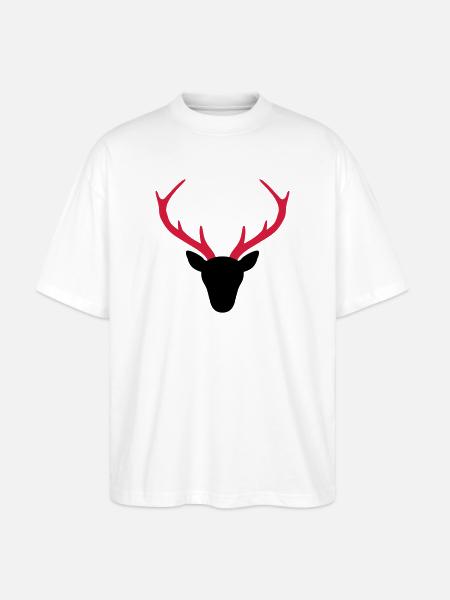 Deer antler hunter gift - Stanley/Stella Oversized Unisex Organic T-shirt Blaster 2.0 - white