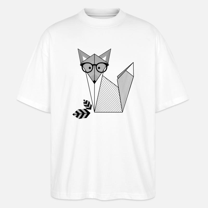 Fuchs mit Brille - Stanley/Stella Oversized Unisex Bio T-Shirt Blaster 2.0 - Weiß