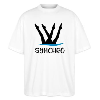Synchronschwimmen - Stanley/Stella Oversized Unisex Bio T-Shirt Blaster 2.0 - Weiß - Vorne - Alina (178cm) & Michal (187cm)