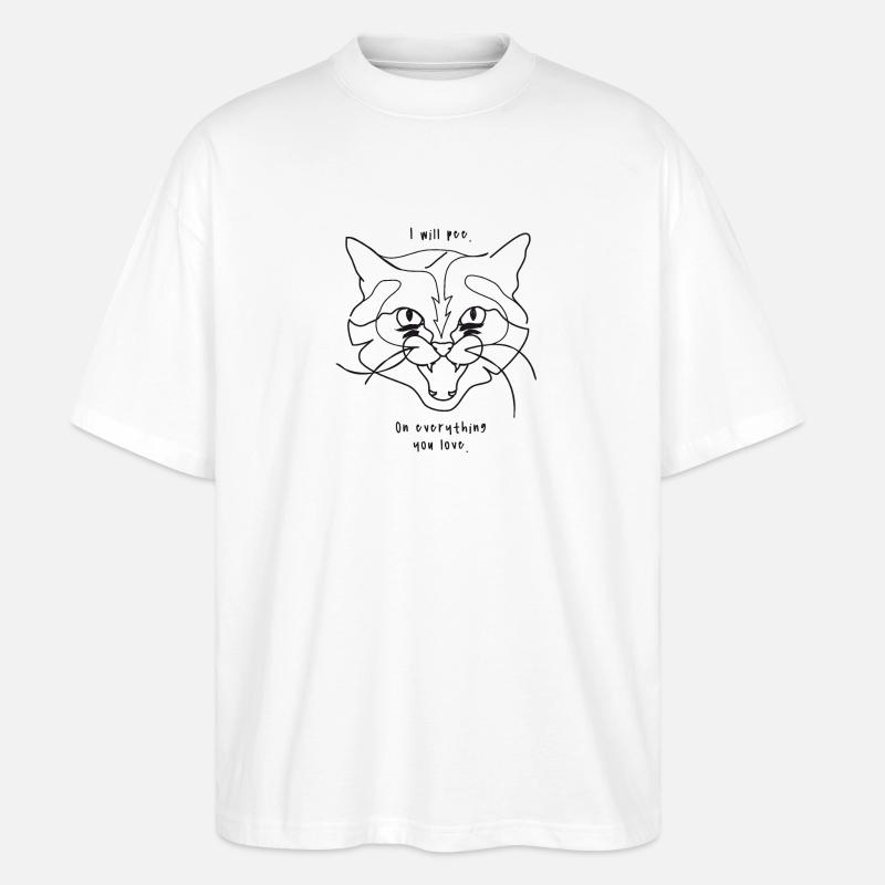Katzen Meme - Pee - Stanley/Stella Oversized Unisex Bio T-Shirt Blaster 2.0 - Weiß