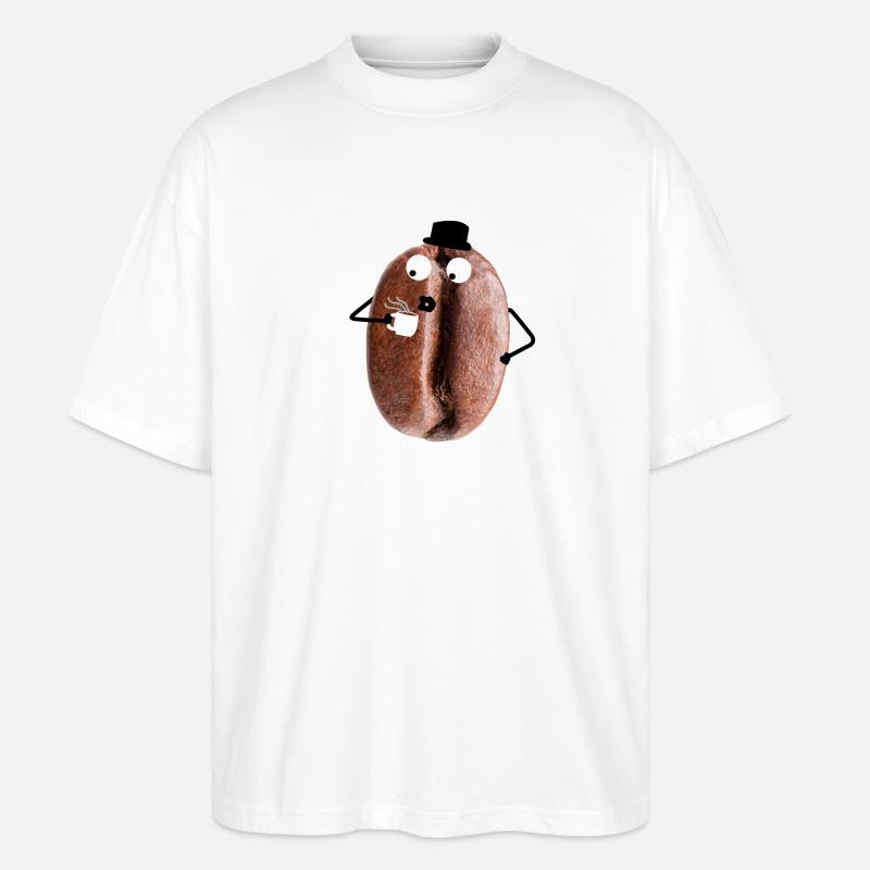 Kaffeebohne mit Gesicht - Stanley/Stella Oversized Unisex Bio T-Shirt Blaster 2.0 - Weiß