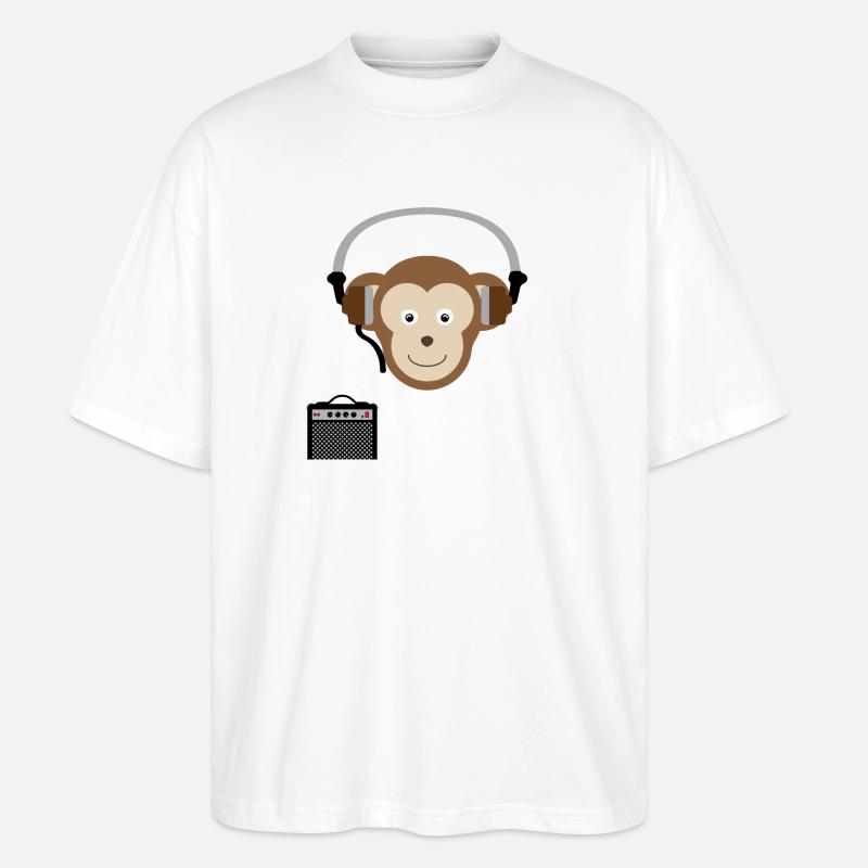 Affe mit Kopfhörern Musik - Stanley/Stella Oversized Unisex Bio T-Shirt Blaster 2.0 - Weiß