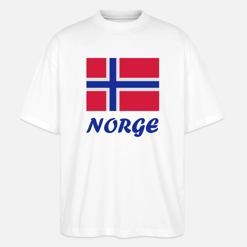 Norwegische Flagge - Stanley/Stella Oversized Unisex Bio T-Shirt Blaster 2.0 - Weiß