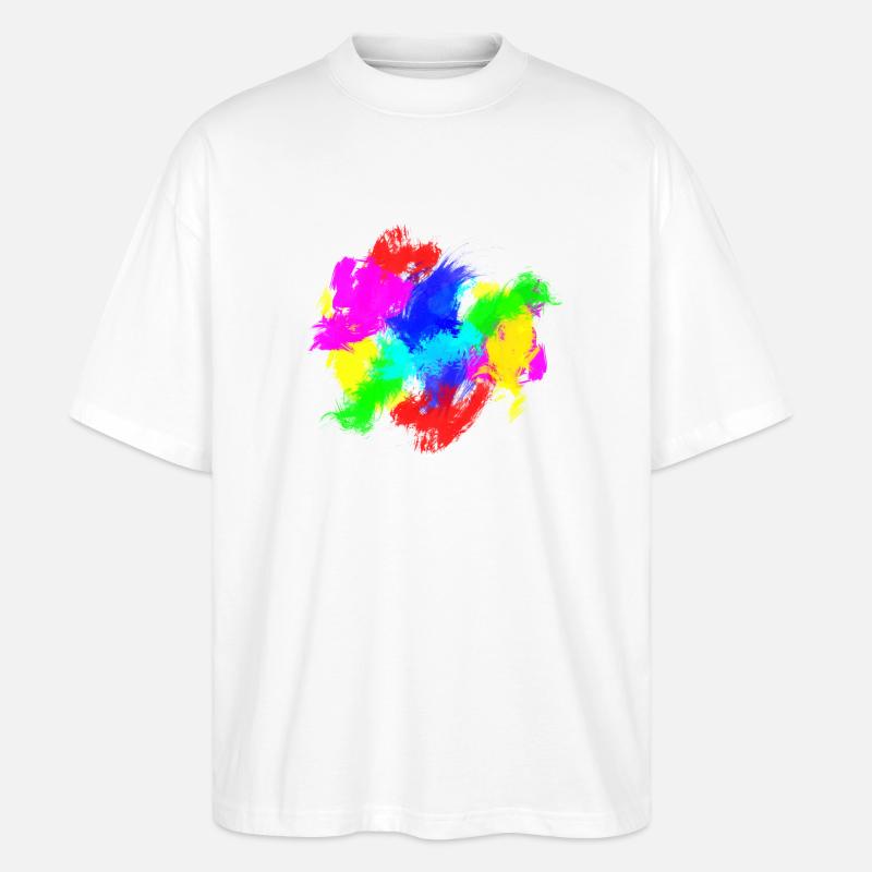 Farbklecks Bunt Farbspritzer - Stanley/Stella Oversized Unisex Bio T-Shirt Blaster 2.0 - Weiß