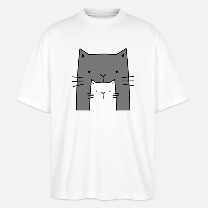 deux chats - grand et petit chat - T-shirt bio Blaster 2.0 coupe oversize Stanley/Stella Unisexe - blanc