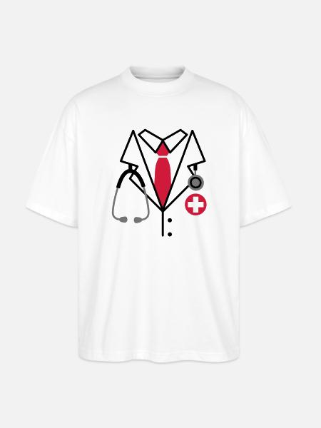 Doktor, Doktor Kostüm - Stanley/Stella Oversized Unisex Bio T-Shirt Blaster 2.0 - Weiß