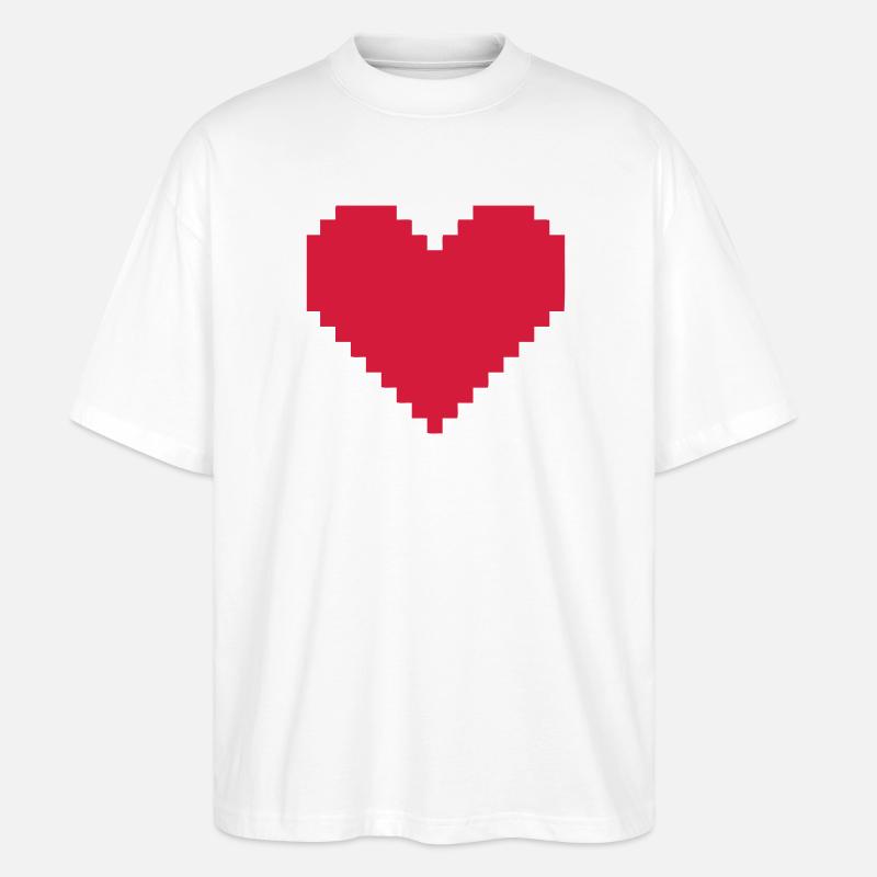 coeur pixel - T-shirt bio Blaster 2.0 coupe oversize Stanley/Stella Unisexe - blanc