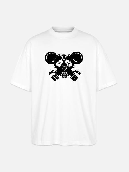 coole Gasmaske mit Mäuseohren - Stanley/Stella Oversized Unisex Bio T-Shirt Blaster 2.0 - Weiß