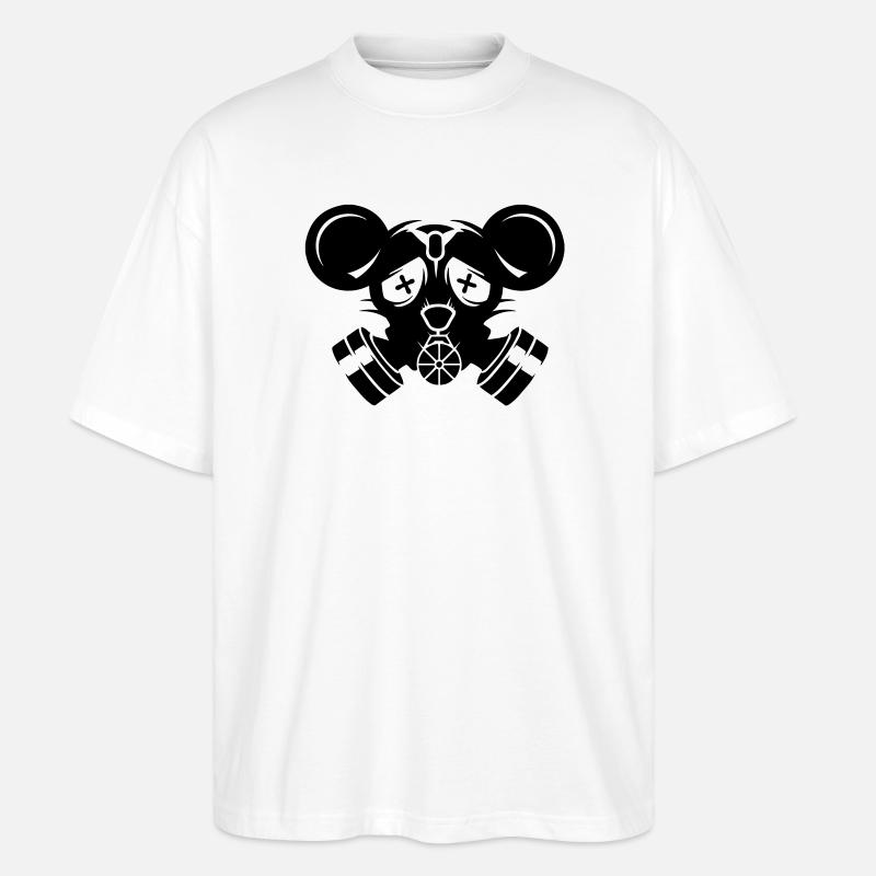 coole Gasmaske mit Mäuseohren - Stanley/Stella Oversized Unisex Bio T-Shirt Blaster 2.0 - Weiß