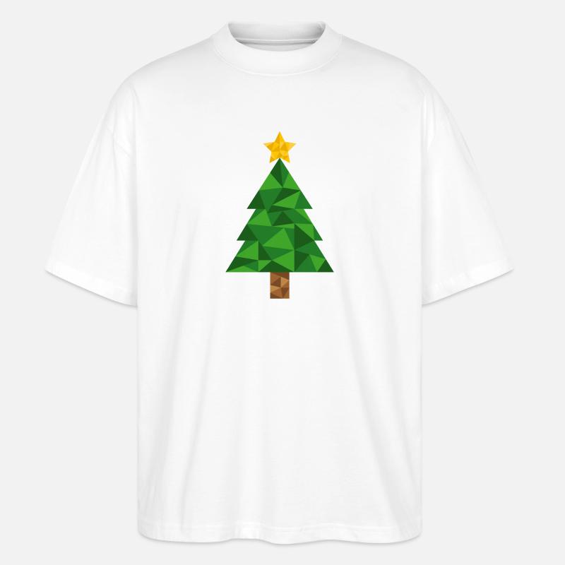 Weihnachtsbaum Polygon Christbaum Weihnachten Xmas - Stanley/Stella Oversized Unisex Bio T-Shirt Blaster 2.0 - Weiß