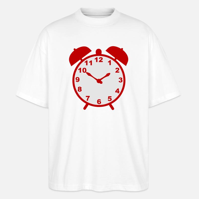 Klassischer Wecker mit rotem Rahmen - Stanley/Stella Oversized Unisex Bio T-Shirt Blaster 2.0 - Weiß