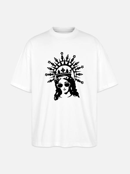 Mutter Gottes mit Sonnenbrille - Stanley/Stella Oversized Unisex Bio T-Shirt Blaster 2.0 - Weiß