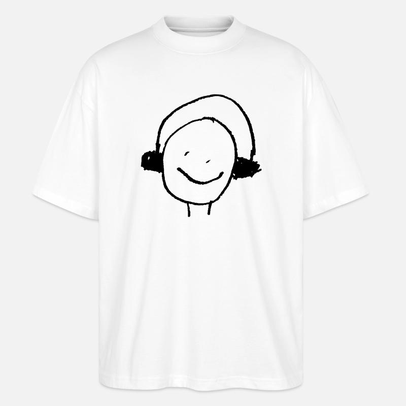 Kopfhörer oder Ohrenwärmer Kinderzeichnung DJ - Stanley/Stella Oversized Unisex Bio T-Shirt Blaster 2.0 - Weiß