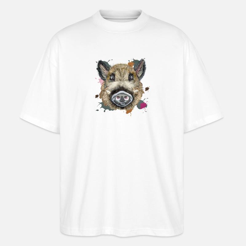 Kopf wilde Illustration - Stanley/Stella Oversized Unisex Bio T-Shirt Blaster 2.0 - Weiß