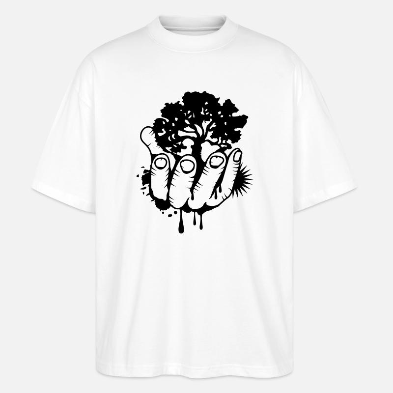 Ein Baum in einer Hand - Stanley/Stella Oversized Unisex Bio T-Shirt Blaster 2.0 - Weiß