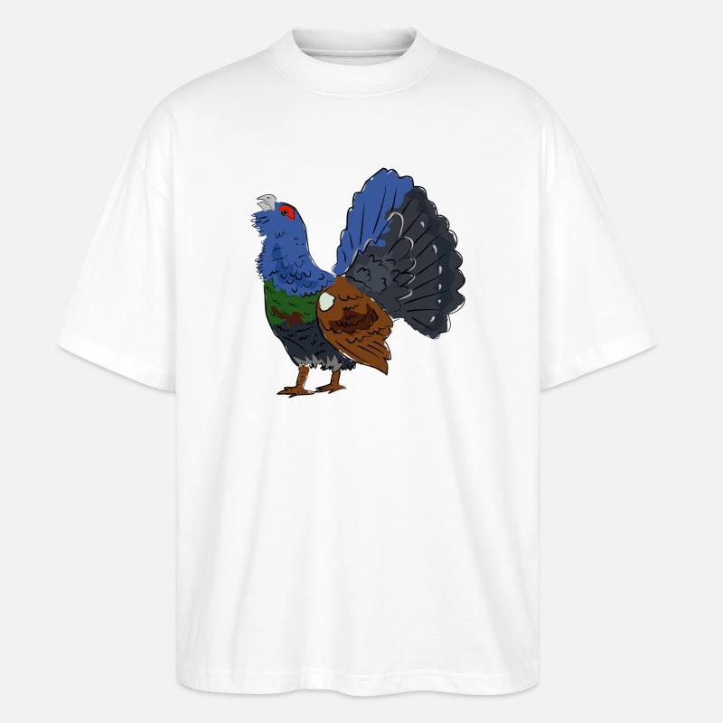 Farbiger Auerhahn mit buntem Gefieder - Stanley/Stella Oversized Unisex Bio T-Shirt Blaster 2.0 - Weiß