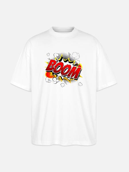 Boom Comic Graphic - Stanley/Stella Oversized Unisex Organic T-shirt Blaster 2.0 - white