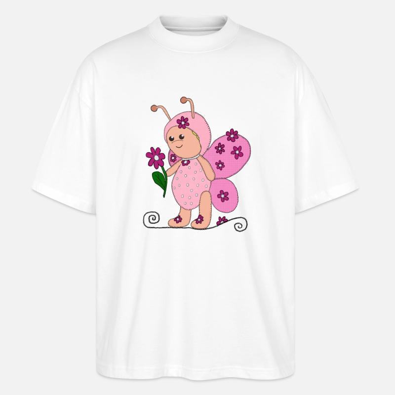 Schmetterling Rosa - Stanley/Stella Oversized Unisex Bio T-Shirt Blaster 2.0 - Weiß