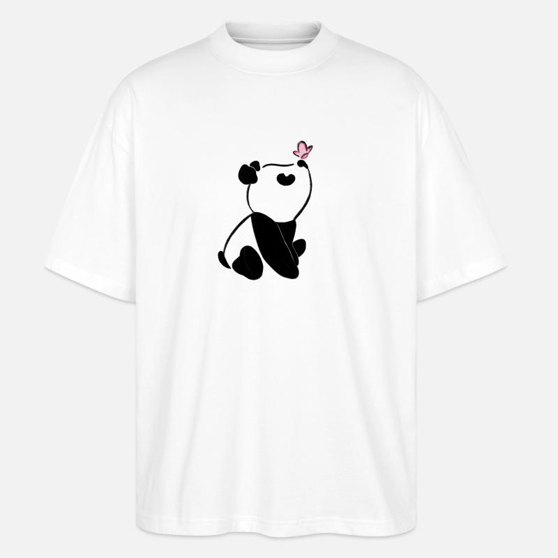 Panda avec papillon – Motif d’animal mignon - T-shirt bio Blaster 2.0 coupe oversize Stanley/Stella Unisexe - blanc