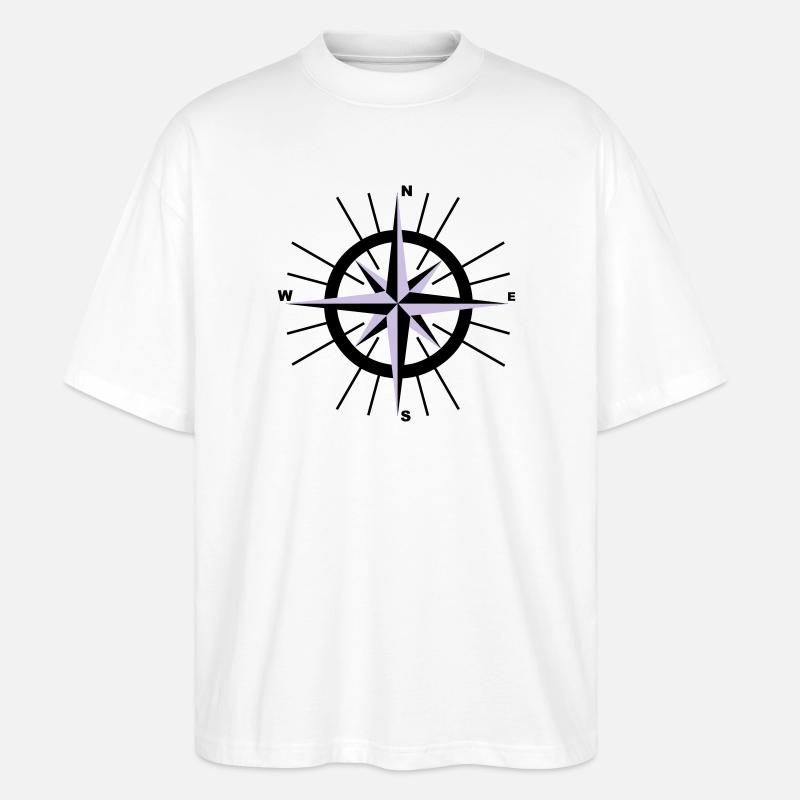 Nautical Compass - Stanley/Stella Oversized Unisex Organic T-shirt Blaster 2.0 - white