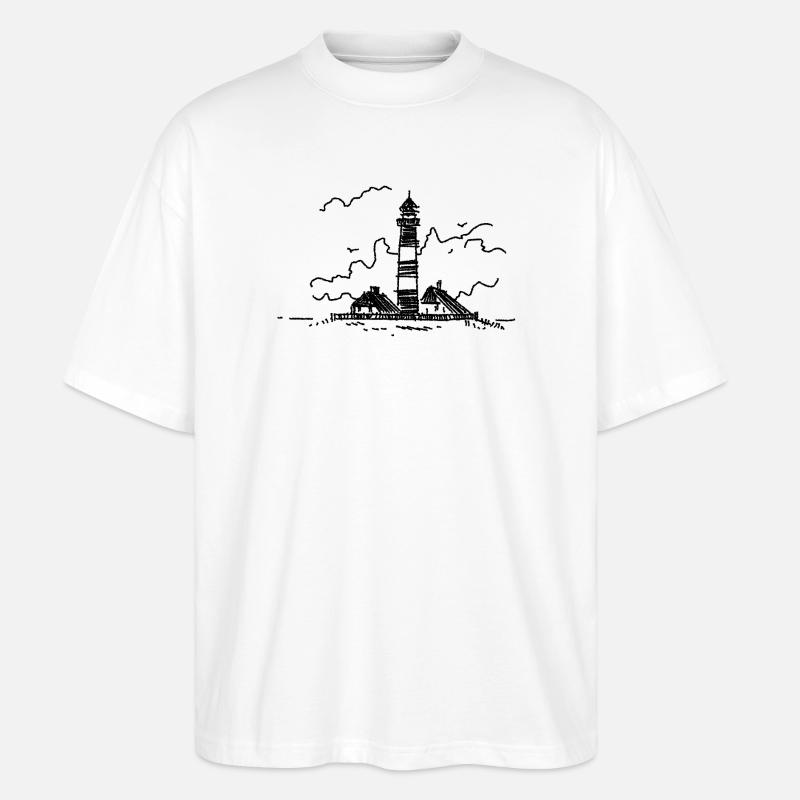Leuchtturm Westerhever klassisch - Stanley/Stella Oversized Unisex Bio T-Shirt Blaster 2.0 - Weiß