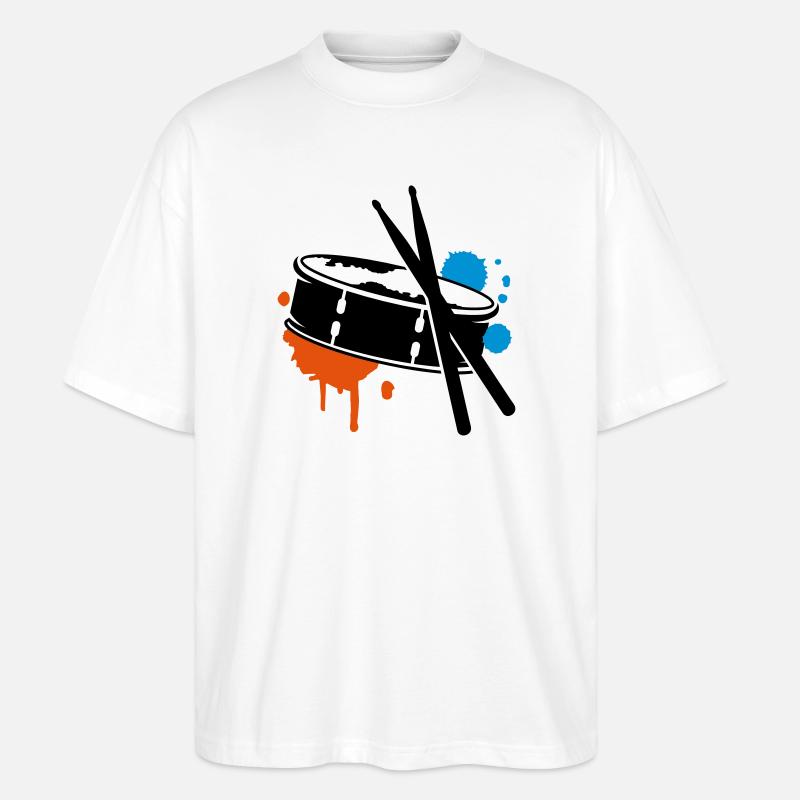 Trommel und Sticks - Stanley/Stella Oversized Unisex Bio T-Shirt Blaster 2.0 - Weiß