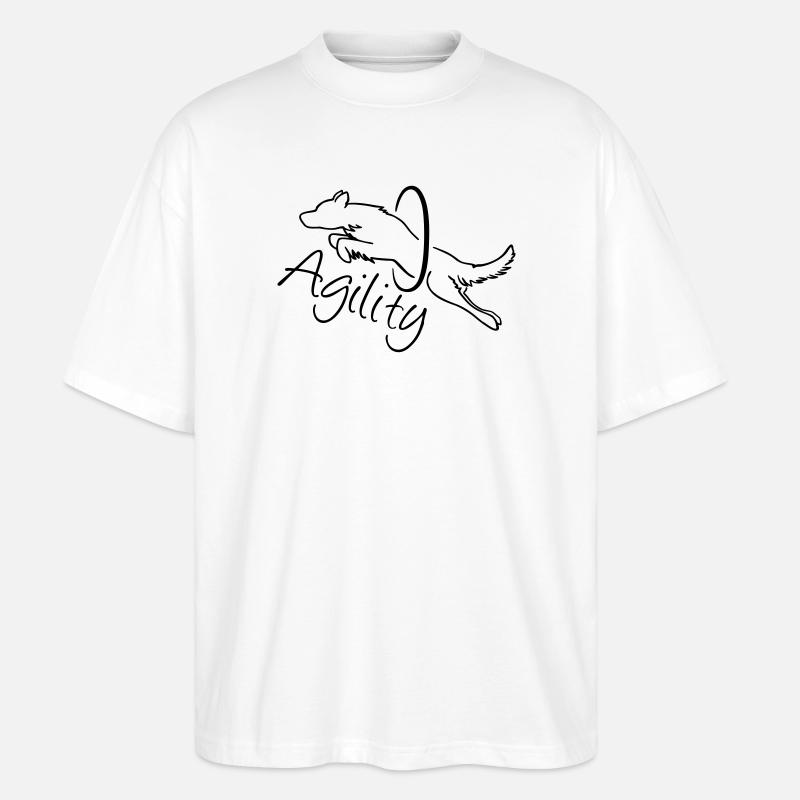 Agility Dog with hoop - Stanley/Stella Oversized Unisex Bio T-Shirt Blaster 2.0 - Weiß