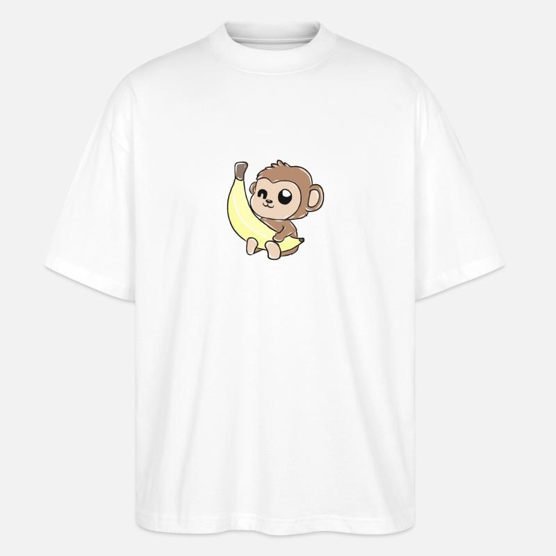 Affe Banane Geschenk - Stanley/Stella Oversized Unisex Bio T-Shirt Blaster 2.0 - Weiß
