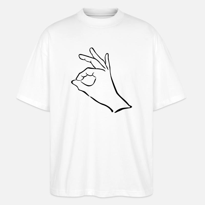 hand zeichen finger - Stanley/Stella Oversized Unisex Bio T-Shirt Blaster 2.0 - Weiß