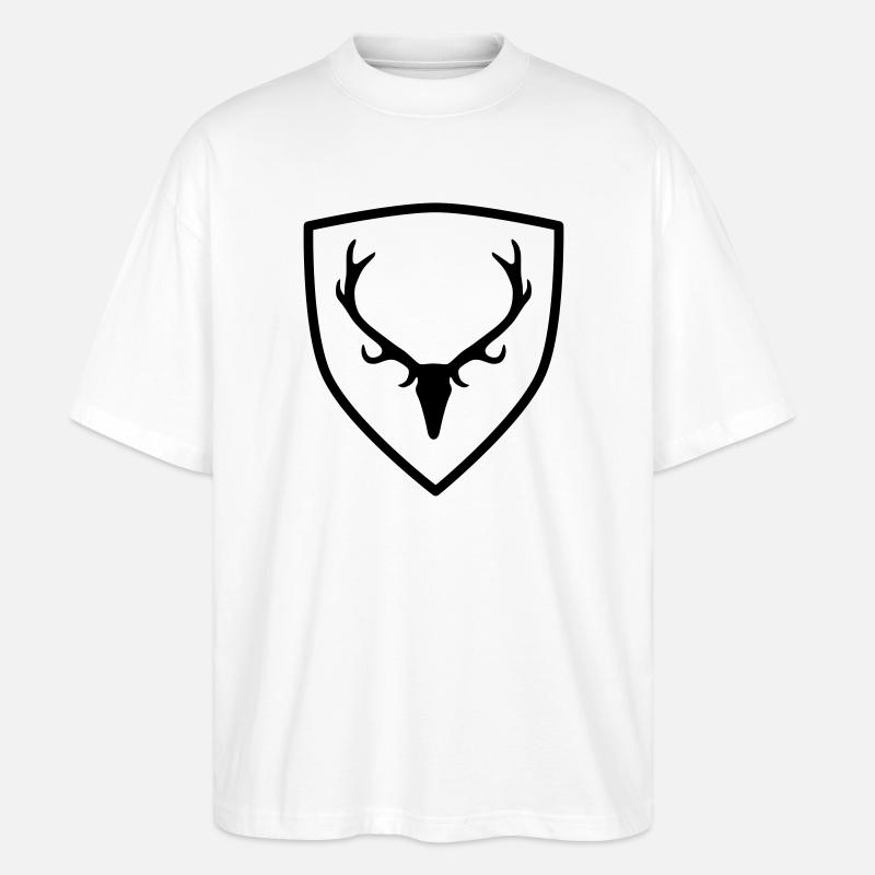 Wappen mit Geweih - Stanley/Stella Oversized Unisex Bio T-Shirt Blaster 2.0 - Weiß