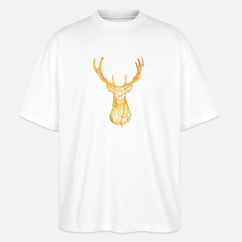 Hirschkopf - Stanley/Stella Oversized Unisex Bio T-Shirt Blaster 2.0 - Weiß
