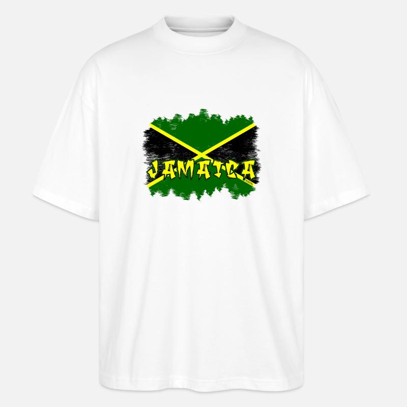 Jamaika Graffiti Flag Design - Stanley/Stella Oversized Unisex Bio T-Shirt Blaster 2.0 - Weiß