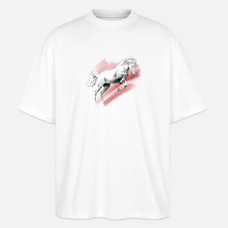 Pferd - Stanley/Stella Oversized Unisex Bio T-Shirt Blaster 2.0 - Weiß