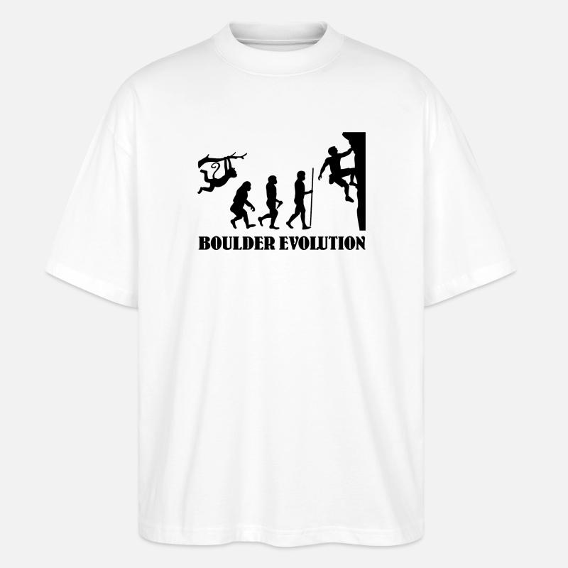 Boulder Evolution Klettern Bergsteigen Boulderer - Stanley/Stella Oversized Unisex Bio T-Shirt Blaster 2.0 - Weiß
