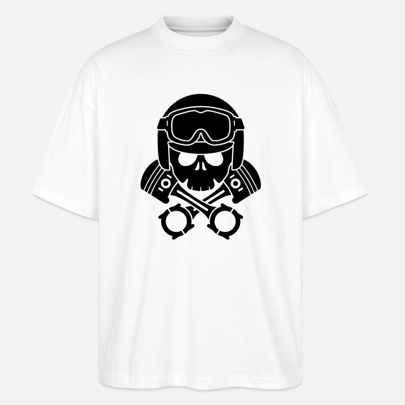 kolben schädel helm - Stanley/Stella Oversized Unisex Bio T-Shirt Blaster 2.0 - Weiß