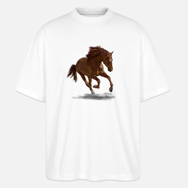 Pferd - Stanley/Stella Oversized Unisex Bio T-Shirt Blaster 2.0 - Weiß