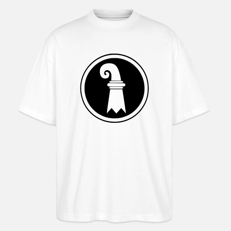 Basel Flagge im Kreis - Stanley/Stella Oversized Unisex Bio T-Shirt Blaster 2.0 - Weiß