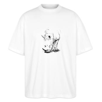 Rhino - T-shirt bio Blaster 2.0 coupe oversize Stanley/Stella Unisexe - blanc - Devant - Alina (178cm) & Michal (187cm)