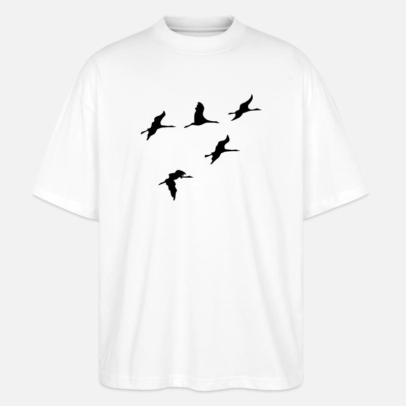 kraniche vogel reise - Stanley/Stella Oversized Unisex Bio T-Shirt Blaster 2.0 - Weiß