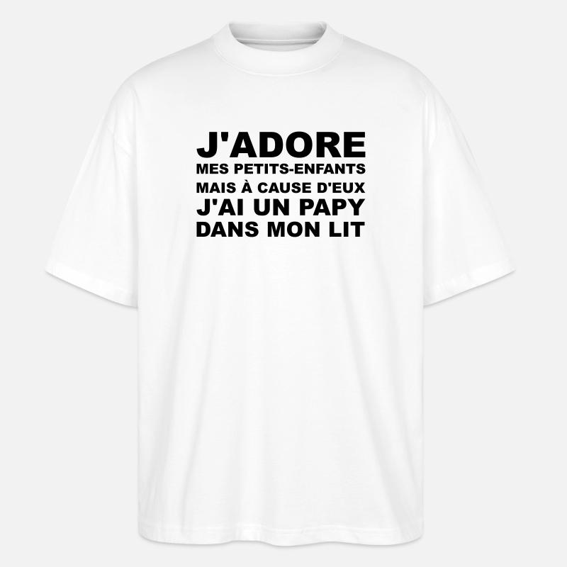 Papy dans mon lit - T-shirt bio Blaster 2.0 coupe oversize Stanley/Stella Unisexe - blanc