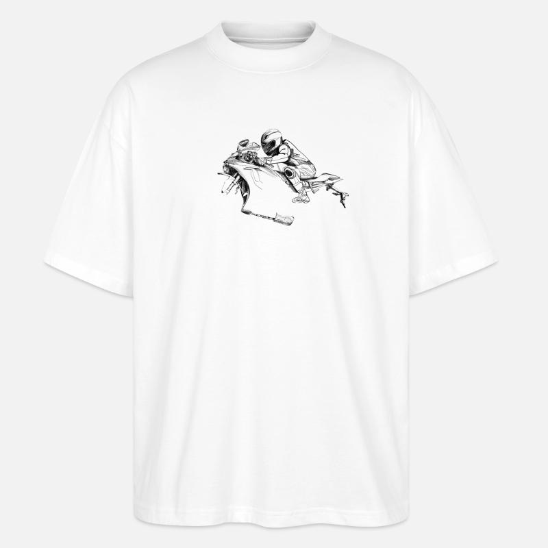 Motorrad - Stanley/Stella Oversized Unisex Bio T-Shirt Blaster 2.0 - Weiß