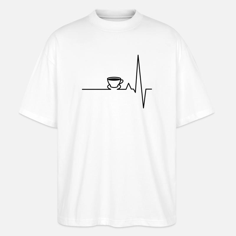 EKG Kaffee Herzschlag - Stanley/Stella Oversized Unisex Bio T-Shirt Blaster 2.0 - Weiß