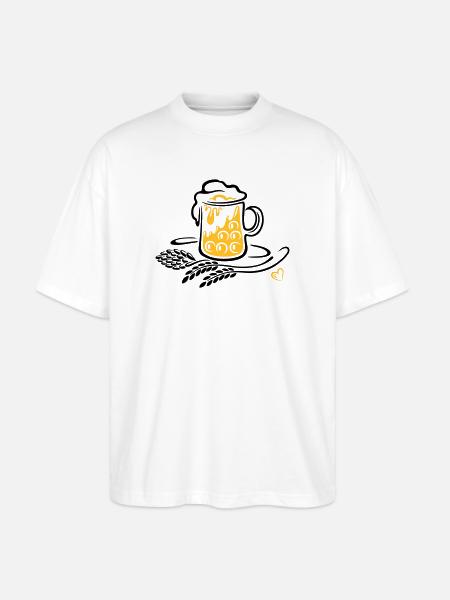 Beer Beer Mug Hops Wheat - Stanley/Stella Oversized Unisex Organic T-shirt Blaster 2.0 - white