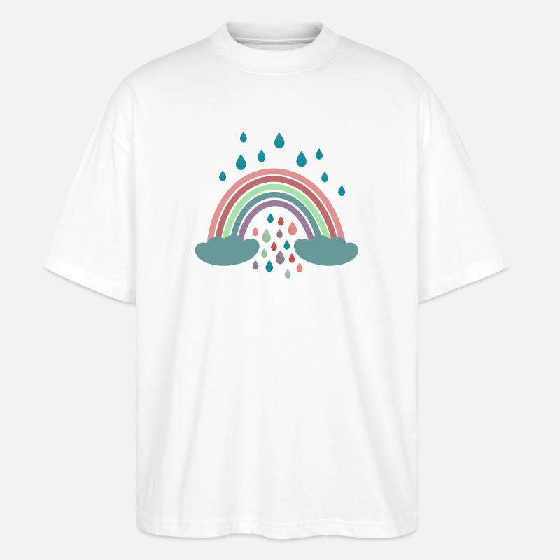 Happy Rainbow Regenbogen Design - Stanley/Stella Oversized Unisex Bio T-Shirt Blaster 2.0 - Weiß