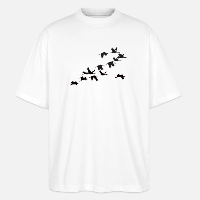 Kraniche - Stanley/Stella Oversized Unisex Bio T-Shirt Blaster 2.0 - Weiß
