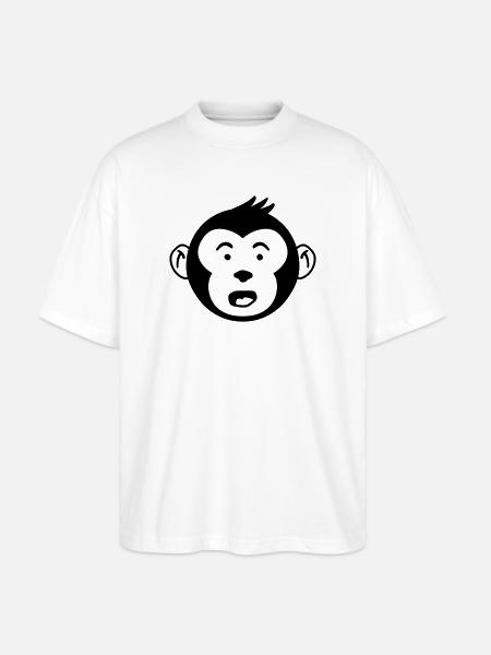 Cute Monkey Head – Funny Monkey Design - Stanley/Stella Oversized Unisex Organic T-shirt Blaster 2.0 - white